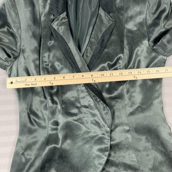 Dorothy Schoelen Blazer Womens Small Made USA Platinum Green Rayon Jacket - Picture 5 of 8
